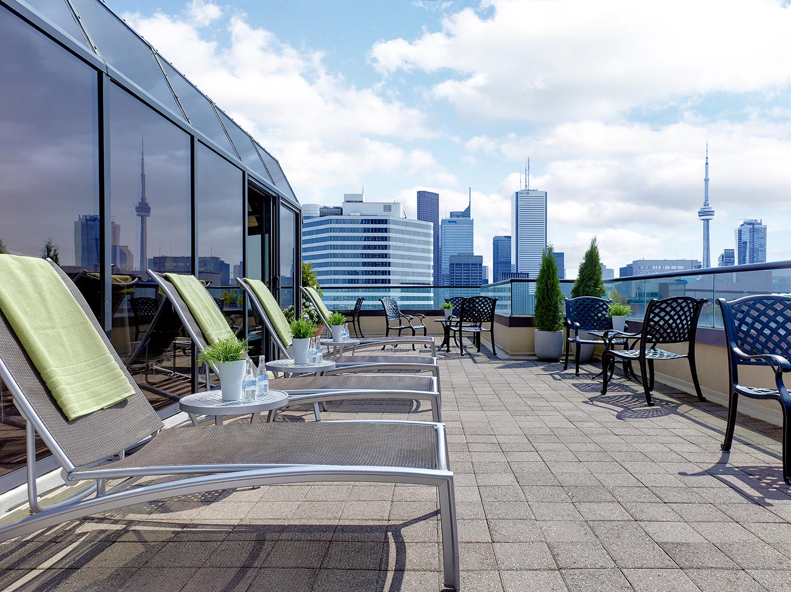 Outdoor sun deck in our fitness centre at the Chelsea Hotel, Toronto
